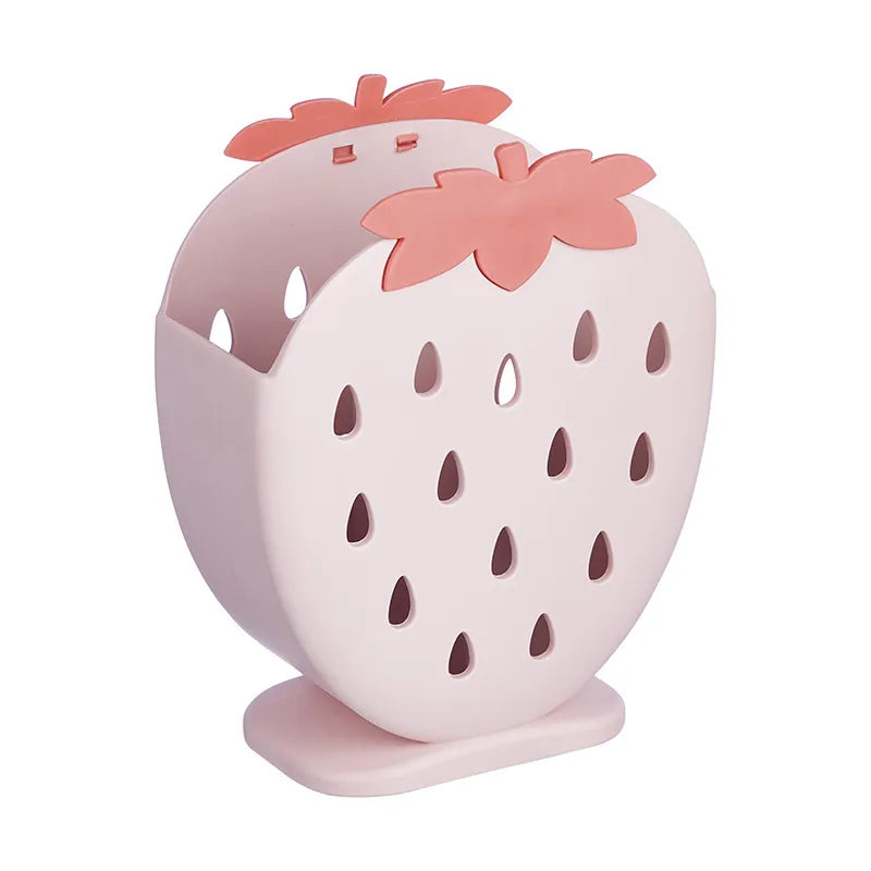 Creative Household Strawberry Chopsticks Cage Kitchen Standing Multi-Functional Chopsticks Cage Double-Grid Drain Chopsticks Box