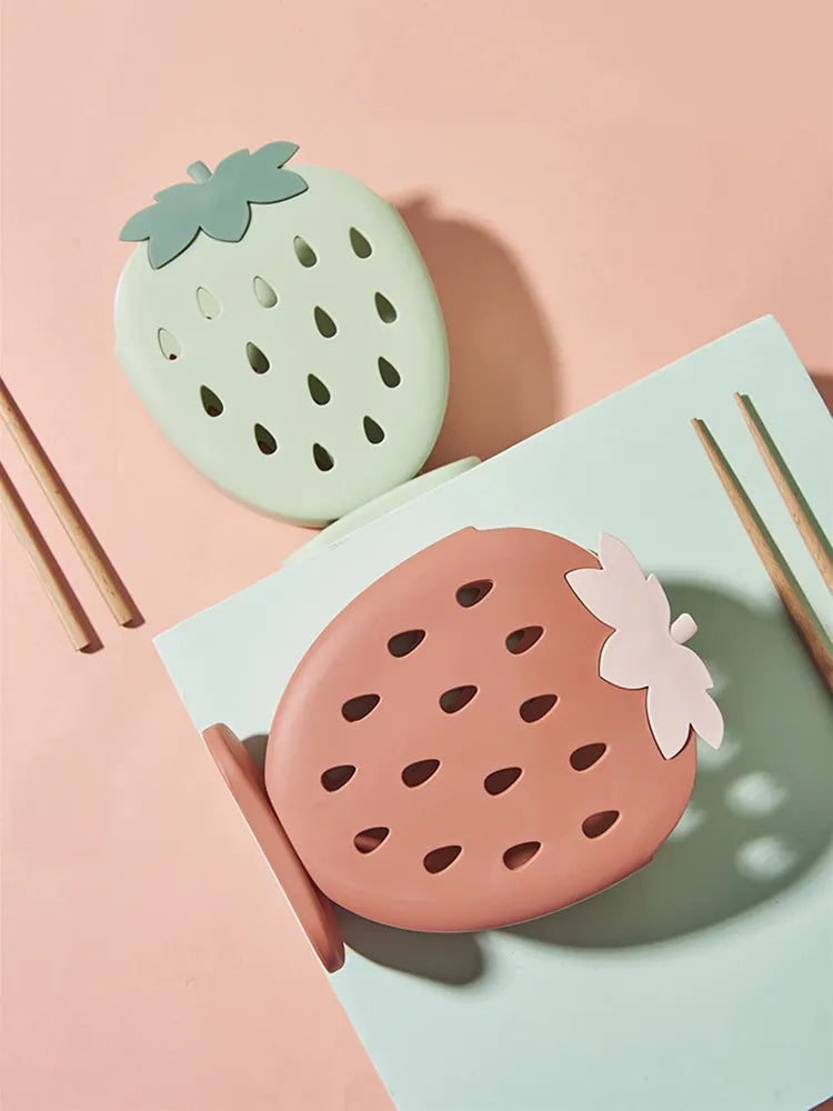 Creative Household Strawberry Chopsticks Cage Kitchen Standing Multi-Functional Chopsticks Cage Double-Grid Drain Chopsticks Box